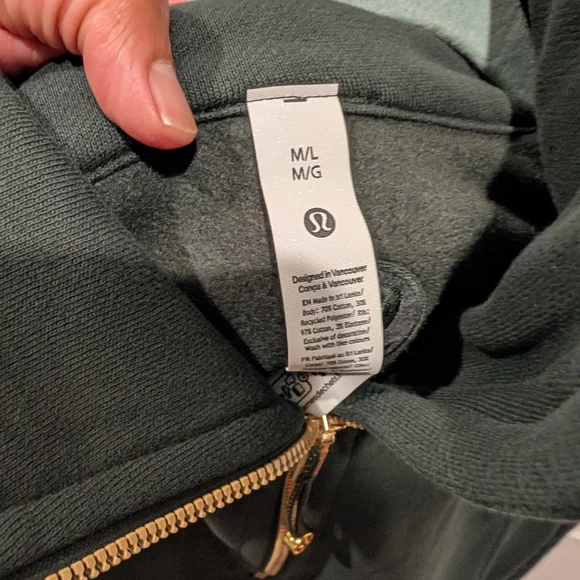 Lululemon Scuba Oversized Funnel Neck Half Zip Rainforest Green Gold Size M/L - Picture 6 of 10